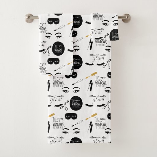 Black Gold Eyelashes Glam Badhandtuch Set (Insitu)