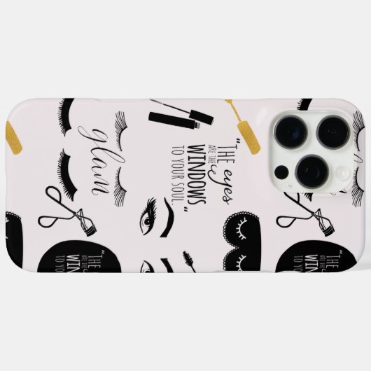Black Gold Eyelashes Glam Birthday Case-Mate iPhone Hülle (Rückseite (Horizontal))
