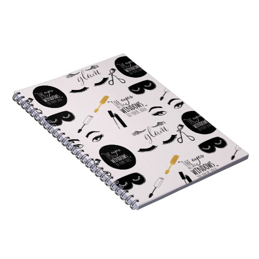 Black Gold Eyelashes Glam Birthday Notizblock (Rechte Seite)