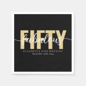 Black Gold Fabulous 50 Geburtstagsparty Serviette (Vorderseite)