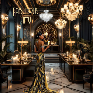 Black Gold Fabulous Art Deko Saal Ethnische Frau Einladung