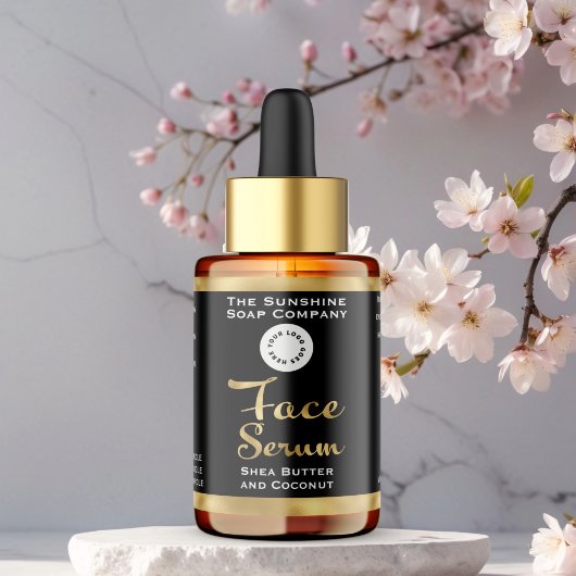 Black Gold Face Serum Dropper Flasche Etikett mit Adressaufkleber