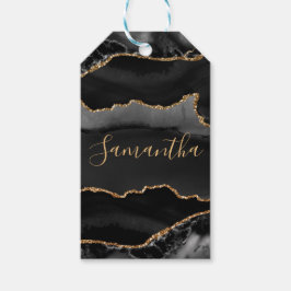 Black & Gold Falsch Glitter Agate Geschenkanhänger