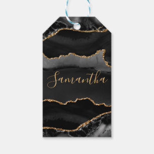 Black & Gold Falsch Glitter Agate Geschenkanhänger