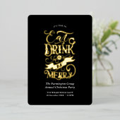 Black Gold Feiertag Drink essen Spaß sein Folieneinladung (Stehend vorne)