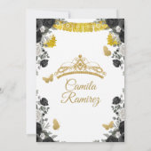 Black & Gold Fiesta Butterfly Mis XV Anos Einladung (Rückseite)