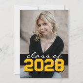 Black & Gold Filmstrip 5 Foto Abschluss Einladung (Rückseite)