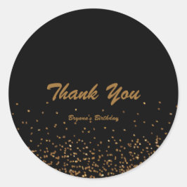 Black & Gold Fine Glitzer Chic Gastgeschenk Sticke Runder Aufkleber