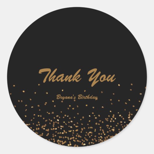 Black & Gold Fine Glitzer Chic Gastgeschenk Sticke Runder Aufkleber (Vorderseite)