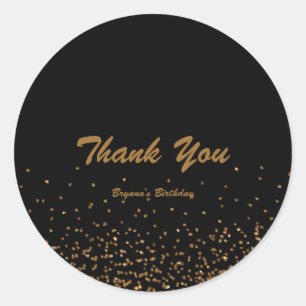 Black & Gold Fine Glitzer Chic Gastgeschenk Sticke Runder Aufkleber