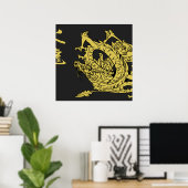 Black & Gold Fire Dragon 1.0 Poster (Heimbüro)