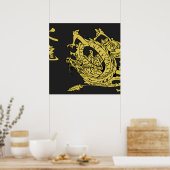 Black & Gold Fire Dragon 1.0 Poster (Küche)