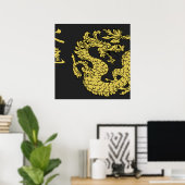Black & Gold Fire Dragon 2.0 Poster (Heimbüro)
