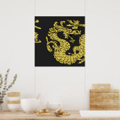 Black & Gold Fire Dragon 2.0 Poster (Küche)