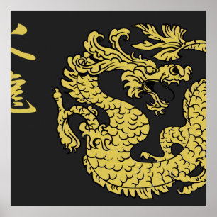 Black & Gold Fire Dragon 2.0 Poster