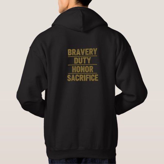 Black & Gold Firefighter Honor Hoodie (Rückseite)