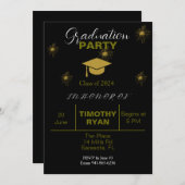 Black Gold Fireworks - Moderne Graduierungspartei Einladung (Vorne/Hinten)