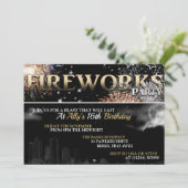 Black & Gold Fireworks-Party Einladungen (Stehend Vorderseite)