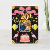 Black & Gold Flamingos 20. Jubiläum der Tochter Karte (Vorderseite)