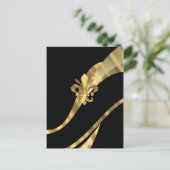 Black & gold fleur de lys postkarte (Stehend Vorderseite)