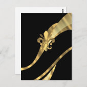 Black & gold fleur de lys postkarte (Vorne/Hinten)