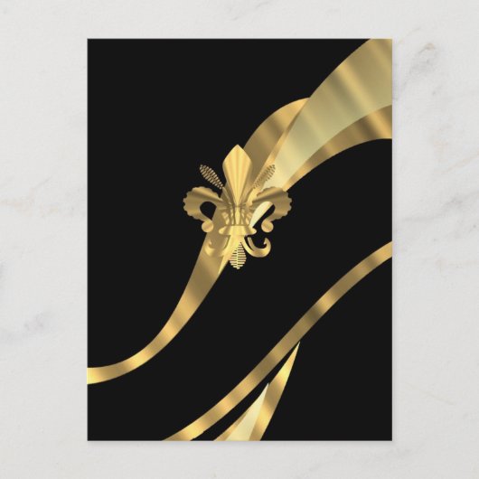 Black & gold fleur de lys postkarte (Vorderseite)