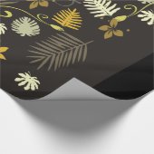 Black & Gold Floral 30" x 6' Wrapping Paper, Glos Geschenkpapier (Ecke)