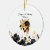 Black Gold Floral Cocktail Drinks 40th Birthday Keramik Ornament (Links)