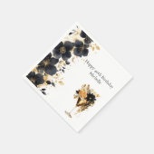Black Gold Floral Cocktail Drinks 40th Birthday Serviette (Ecke)