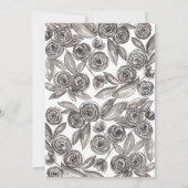 Black Gold Floral Confetti Hochzeit Einladung (Rückseite)