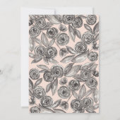 Black Gold Floral Confetti Wasserfarbe Süß 16 Einladung (Rückseite)