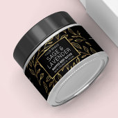 Black & Gold Floral Cosmetic Jar Wraparound Label Wasserflaschenetikett