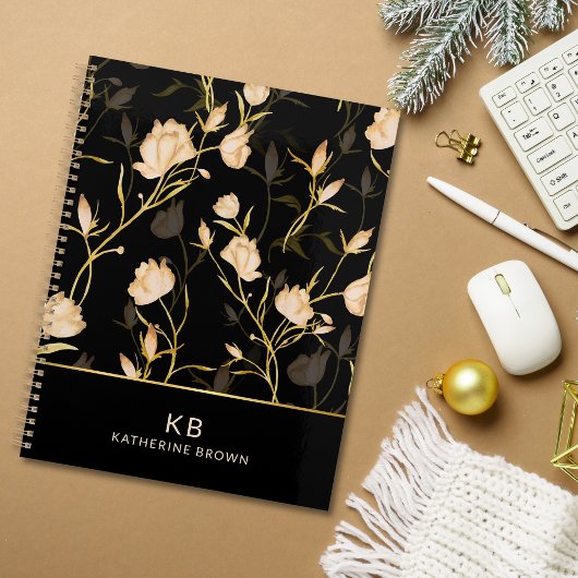 Black Gold Floral Elegance Trendy 2026 planner Planer