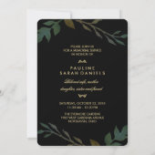 Black Gold Floral Elegantes Museum Einladung (Rückseite)