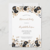 Black Gold Floral Elegantes Rente Party Ihr Einladung (Vorderseite)