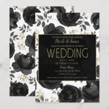 Black Gold Floral Glam Blätter Hochzeit
