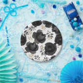 Black Gold Floral Glam Blätter Hochzeit Pappteller (Party)