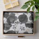 Black Gold Floral Glam Blätter Hochzeit Seidenpapier (Geschenk)