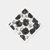 Black Gold Floral Glam Blätter Hochzeit Serviette (Ecke)