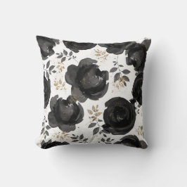 Black Gold Floral Glam Blätter Shabby Chic Kissen