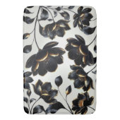 Black & Gold Floral Greige Elegant Dark Moody Badematte (Vorderseite Vertikal)