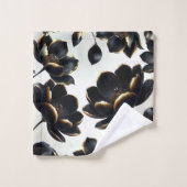 Black & Gold Floral Greige Elegant Dark Moody Badhandtuch Set (Waschlappen)
