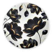 Black & Gold Floral Greige Elegant Dark Moody Keramikknauf (Vorderseite)