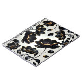 Black & Gold Floral Greige Elegant Dark Moody Notizblock (Linke Seite)