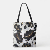 Black & Gold Floral Greige Elegant Dark Moody Tasche (Rückseite)