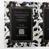 Black & Gold Floral Greige Wedding Dreifach Gefaltete Einladung (Innen Erste Seite)