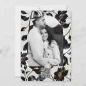 Black & Gold Floral Greige Wedding Einladung (Rückseite)