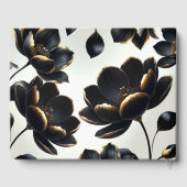 Black & Gold Floral Greige Wedding Gästebuch (Rückseite)