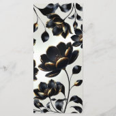 Black & Gold Floral Greige Wedding Menü Menükarte (Rückseite)