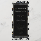 Black & Gold Floral Greige Wedding Programm (Vorderseite)